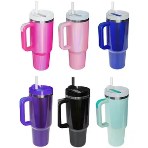 Custom Logo Outdoors Quencher Cups Stainless Steel Vacuum Travel Sublimation Tumbler With Handle 40 Oz