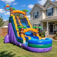 Structure gonflable avec double toboggan, combo gonflable commercial en PVC pour location d'événements, fêtes d'anniversaire et jeux en extérieur