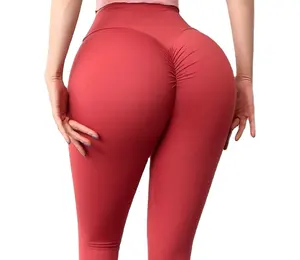 Women Seamless yoga set Fitness Sports Suits GYM Cloth High Waist Running newest fashion red butt lift scrunch leggings