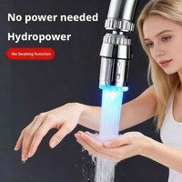 Aérateur de robinet LED chromé Hydropower, anti-éclaboussures, capteur de température, 3 couleurs changeantes, buse de robinet sans batterie pour salle de sport et toilettes