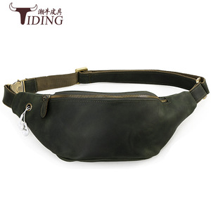 Riñonera de Cuero Genuino para Hombre Tiding, Color Verde Crazy Horse, Duradera, Informal, para Exteriores - Product Image 2