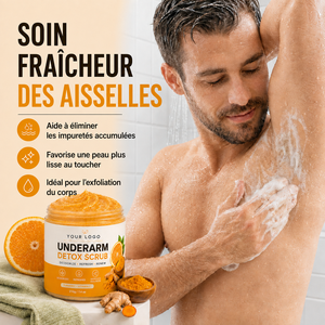 Gommage corporel multi-usages OEM qui améliore le teint terne et irrégulier, lisse la texture rugueuse, gommage détoxifiant pour les aisselles au curcuma et à la vitamine C - Product Image 4