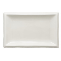 Assiette à dessert rectangulaire en porcelaine à bord épais, style occidental, passe au micro-ondes, design moderne minimaliste CN, motif uni
