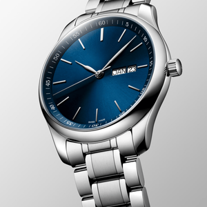 Reloj Longines Clásico Azul para Hombre con Marcadores de Hora Simples, Manecillas Plateadas, Reloj Mecánico de Acero Inoxidable - Product Image 1