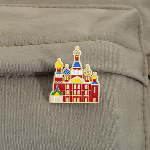 Bros bangunan Rusia Pin Enamel gereja St Petersburg hadiah perhiasan untuk teman grosir - Product Image 3
