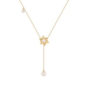 Desain Asli 18K Emas Disepuh Kuningan Perhiasan Warna Emas Link Rantai Kincir Angin Mutiara Liontin untuk Pesta Wanita Kalung P223365 - Product Image 1