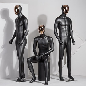 Mode bel homme taille costume d'affaires manteau fenêtre affichage corps complet noir mat mâle argent Chrome <span class=keywords><strong>visage</strong></span> <span class=keywords><strong>Mannequin</strong></span> à vendre - Product Image 1