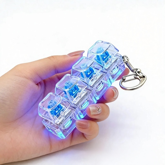 Plastic Mechanical Keyboard Mute Axis Tester Luminous Cube-Shaped Key Pressing Decompression Toy Key Pendant Fingertip Venting