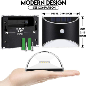 Capteur de mouvement solaire LED lumières de jardin Surface murale en acier inoxydable clôture éclairage extérieur pour <span class=keywords><strong>escalier</strong></span> pont couloir - Product Image 5
