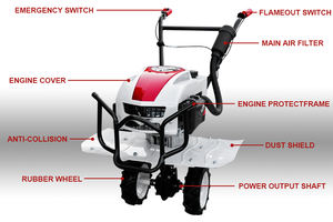 Motoculteur à essence Tennma 6HP à transmission par engrenages pour le travail du sol, le désherbage des fossés dans les vignobles et à usage domestique - Product Image 5