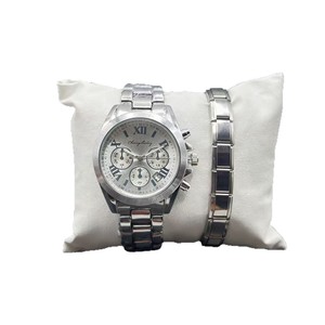 Luxury Couple <strong>Watches</strong> Alloy Case Stainless Steel Band 40mm Quartz Glass Waterproof <strong>Fashion</strong> Trendy Unisex <strong>Watch</strong> + Bracelet <strong>Set</strong> - Product Image 6