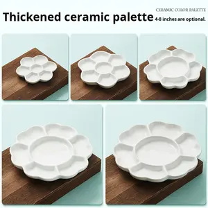 Palette de <span class=keywords><strong>peinture</strong></span> en porcelaine en forme de fleur de 4/5/6/7/8 pouces, plateau aquarelle - Product Image 2