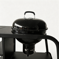 Barbecue à charbon de bois professionnel d'extérieur avec station de préparation, chariot portable pour une cuisine gastronomique