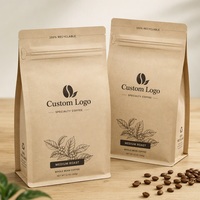 Sac d'emballage pour café haute barrière de 1 kg avec fond plat, pochette imprimée sur mesure et valve de dégazage pour café fraîchement torréfié