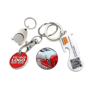<b>Customized</b> Design 2D Metal Euro Loonie Quarter USD Trolley Coin Keychain Printing Epoxy Supermarket Shopping Cart Unlock <b>Key</b> - Product Image 2