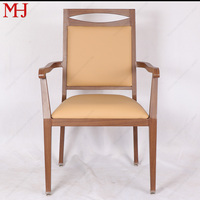 Fauteuil en aluminium imitation bois, rembourré en PU, pour maison de retraite, chaise de salle à manger, chaise pour personnes âgées, chaise de restaurant