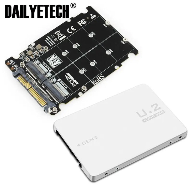 2 in 1 M.2 NVMe SATA NGFF SSD to PCI-e U.2 SFF-8639 PCIe M2 Adapter Converter for Desktop Computers