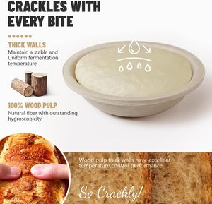 Juego de 2 Cestas de Fermentación para Pan de Pulpa de Madera JOHO, 9 Pulgadas, 2.2 LB, Antiadherentes, Aptas para Lavavajillas, Ecológicas - Product Image 4