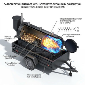 Unidad Móvil de Producción de Biochar para Proyectos de Offset de Carbono <span class=keywords><strong>CCUS</strong></span>, Planta de Pirólisis de Biomasa Horizontal Remolcable - Product Image 5