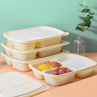 Boîte à lunch en papier kraft biodégradable de qualité alimentaire, personnalisée en usine, 4 compartiments, gaufrage couleur personnalisée pour sushis, nouilles à emporter