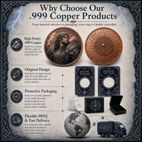 Pièce de collection de guerrier viking en cuivre fin .999 de 1 oz, avec portrait de rune nordique personnalisé, médaille commémorative, vente en gros