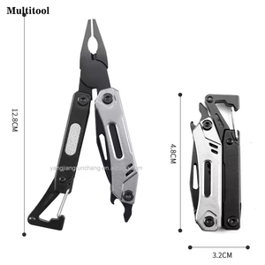 8in1 Stainless Steel <strong>Multitool</strong> with Serrated Jaw <strong>Black</strong> Folding Pocket Pliers Carabiner OEM Customizable Multipurpose Multi Tool - Product Image 4