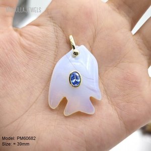 PM60280 Ciondolo a Forma di Mano di Hamsa in Cristallo Naturale Misto, Charm Placcato Oro 18K con Micro Pavé di Zirconi, Talismano Portafortuna per Gioielli Fai-da-Te - Product Image 6