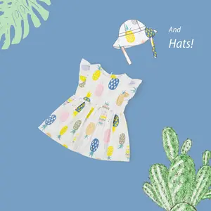 Petelulu 100% 棉菠萝全印带帽两件套套装婴幼儿女童连衣裙