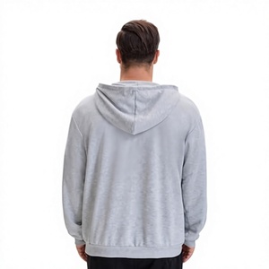 Sweat-shirt à capuche gris pour homme, coupe classique, en molleton, couleur unie, pour l'automne - Product Image 3