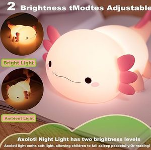 <span class=keywords><strong>Veilleuse</strong></span> Axolotl Mignonne en Silicone à Intensité Réglable, Lampe de Chevet Rechargeable Adorable pour Enfants - Product Image 5