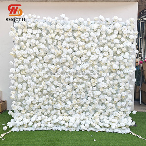 SMOOTH Luxury Events Birthday Party Decoration Fabric Backing White <b>Light</b> Pink 5D Flower Wall With Pampas - Product Image 3