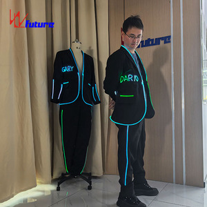 Costume lumineux LED pour <span class=keywords><strong>homme</strong></span>, ensemble veste et pantalon vert lumineux, nom personnalisé pour la scène de fête, DJ, club, <span class=keywords><strong>tenue</strong></span> de performance - Product Image 5