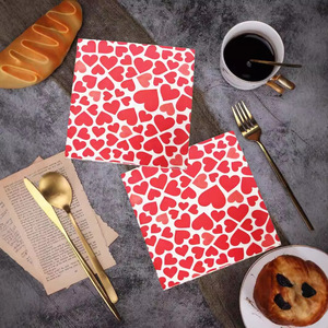 Printed Heart Shaped Square Paper Napkins 330mmx330mm For Valentine'S Day Celebrations - Product Image 2