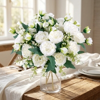 Fleurs artificielles de pivoine, fleurs blanches, bouquets de pivoines en soie pour mariage, centre de table, arrangement floral