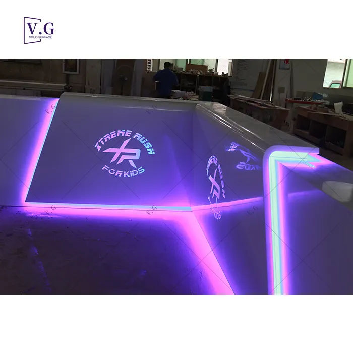 Modern Reception Design Office Counter Solid Surface Table Commercial Reception Desk With Logo