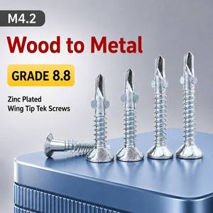 Viti autoforanti a punta ad anello M4.2 in acciaio al carbonio zincato, viti <span class=keywords><strong>Tek</strong></span> da <span class=keywords><strong>legno</strong></span> a metallo, bulloni a testa svasata piatta per macchine - Product Image 1