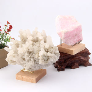 Nouveau Design métal bois fond cristal présentoir 6.5x6.5 minéral présentoir verre support de pierres précieuses pour l'affichage de magasin - Product Image 5