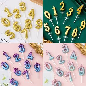 Bougies numériques multiples pour gâteau d'anniversaire, dorées, riches en or, colorées, bonbons, papillon, <span class=keywords><strong>couronne</strong></span>, bougies numériques - Product Image 4