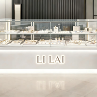 Vitrine à bijoux avec 2 étagères, vitrine à bijoux en cuir blanc pour magasin de détail