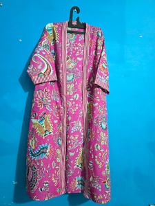 Bata Kimono de Algodón con Cuello en V y Estampado Floral para Mujer, Hecha a Mano en India, Bata de Verano Suave y Transpirable, Ropa de Dormir Elegante, Vestido de Dama de Honor - Product Image 4