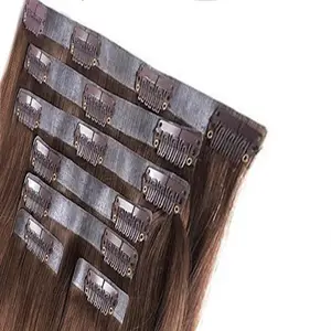 10A mink brazilian cuticle aligned virgin human hair seamless clip in hair extensions 200g