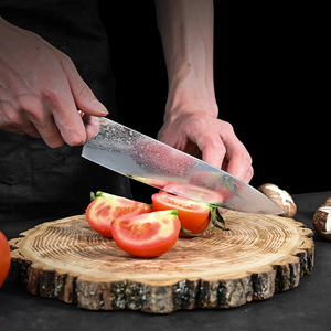 Couteau de chef en acier Damas de haute qualité Vg10 67 couches, couteaux de cuisine japonais Santoku avec manche en bois de couleur verte - Product Image 6