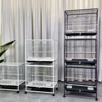 Cage à oiseaux carrée en métal de taille moyenne, empilable à plusieurs niveaux, avec système anti-évasion, pour l'élevage de perruches, volière avec poulies