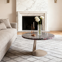 Table basse moderne en métal, design nordique haut de gamme, petite table créative pour la maison, style minimaliste, bordures en marbre naturel de luxe