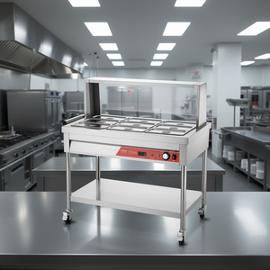 Chauffe-Plats Électrique Vevor 9 Plateaux 1500W en Acier Inoxydable avec Plateau Inférieur et Roues pour Buffet et Restauration - Product Image 2