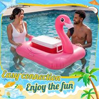 Refroidisseur de boissons flottant Flamingo, radeau gonflable en caoutchouc avec porte-gobelets pour piscine, lac et rivière
