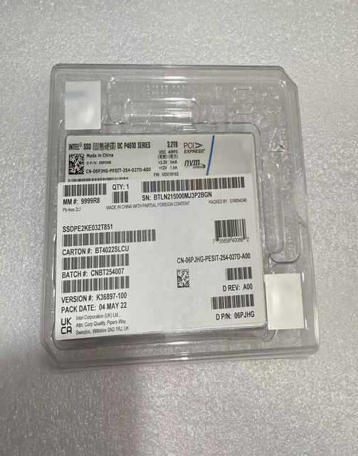 For Brand New Intel P4610 Series 3.2TB U.2 NVME SSDPE2KE032T851 DP/N: 06PJHG/6PJHG 2.5" Factor Solid State Drive