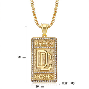 Hiphop rombi Dream Chasers DC prova acqua Pvd in acciaio inox <span class=keywords><strong>moda</strong></span> gioielli ciondoli collane 18K placcato <span class=keywords><strong>oro</strong></span> - Product Image 2