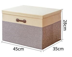 45L Foldable Cotton Linen Storage <b>Bins</b> with Lids Fabric Stackable Storage Organizer Box for Organizing Bedroom Closet - Product Image 2