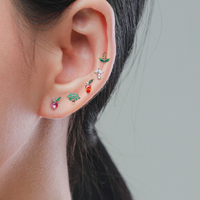 1 stuk eenvoudige schattige groente-fruitoorbellen echt 925 sterling zilver kleurrijke kleine oorknopjes voor dames meisjes fijne sieraden